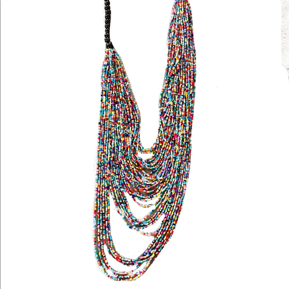 SEED BEAD Rainbow Necklace 22” Drop NWOT